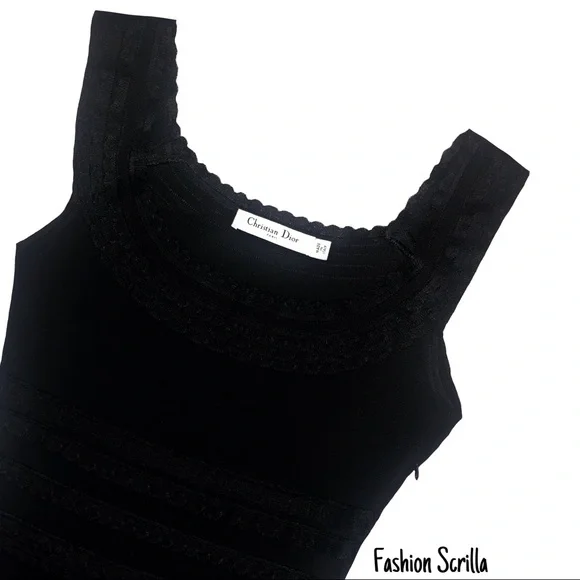 Christian Dior John Galliano Y2K Coquette Black Knit Lace layered Mini Dress - Picture 11 of 16